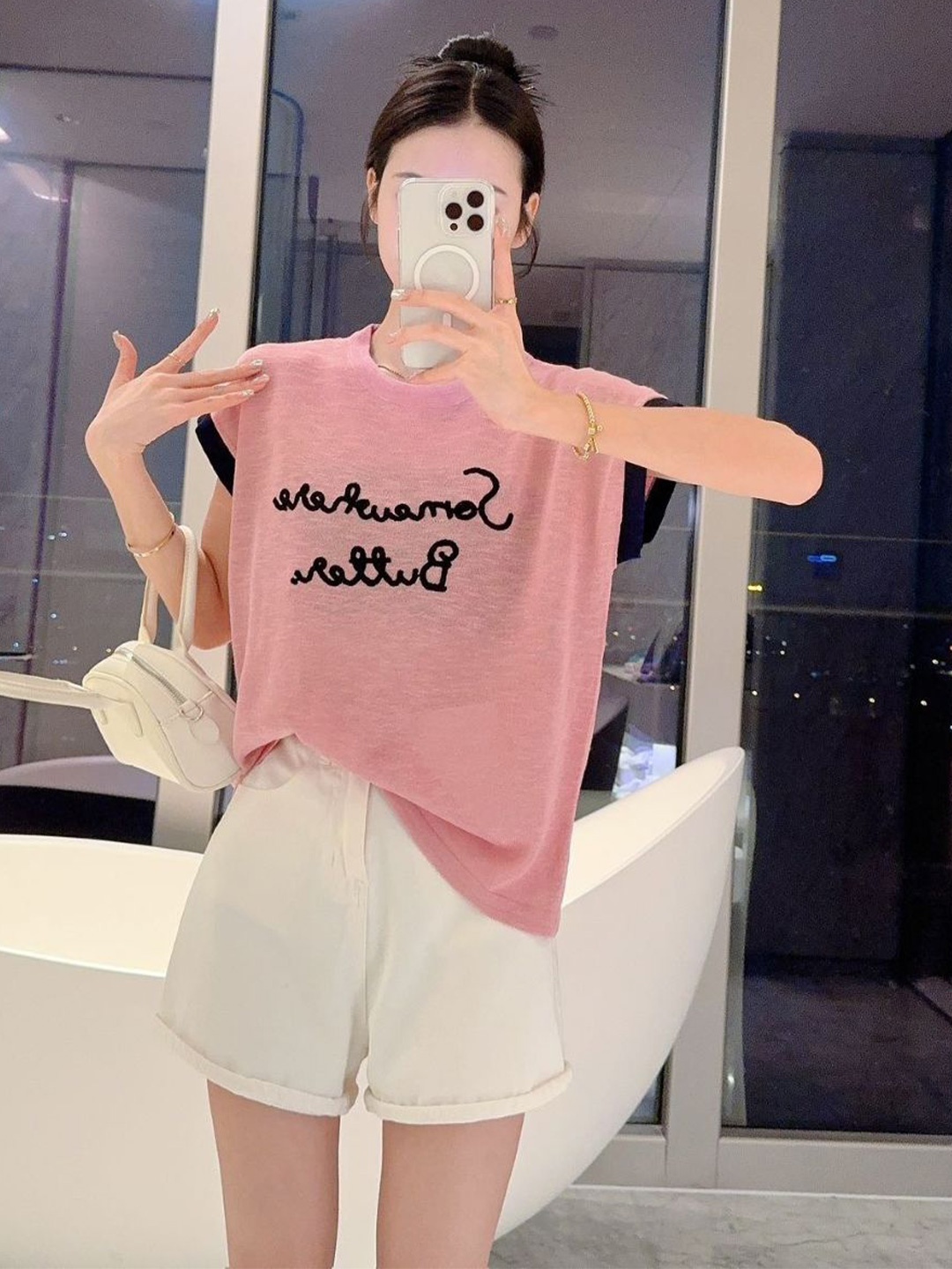 

StyleCast Round Neck Typography Printed Top, Pink
