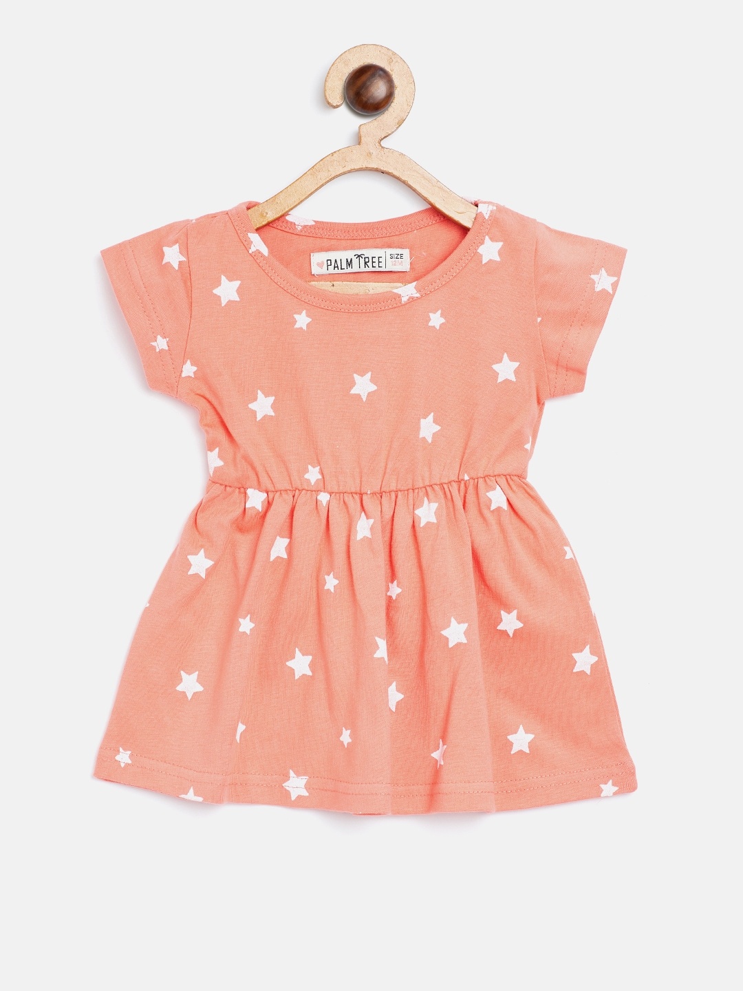 

Palm Tree Girls Coral Orange & White Printed Fit and Flare Dress