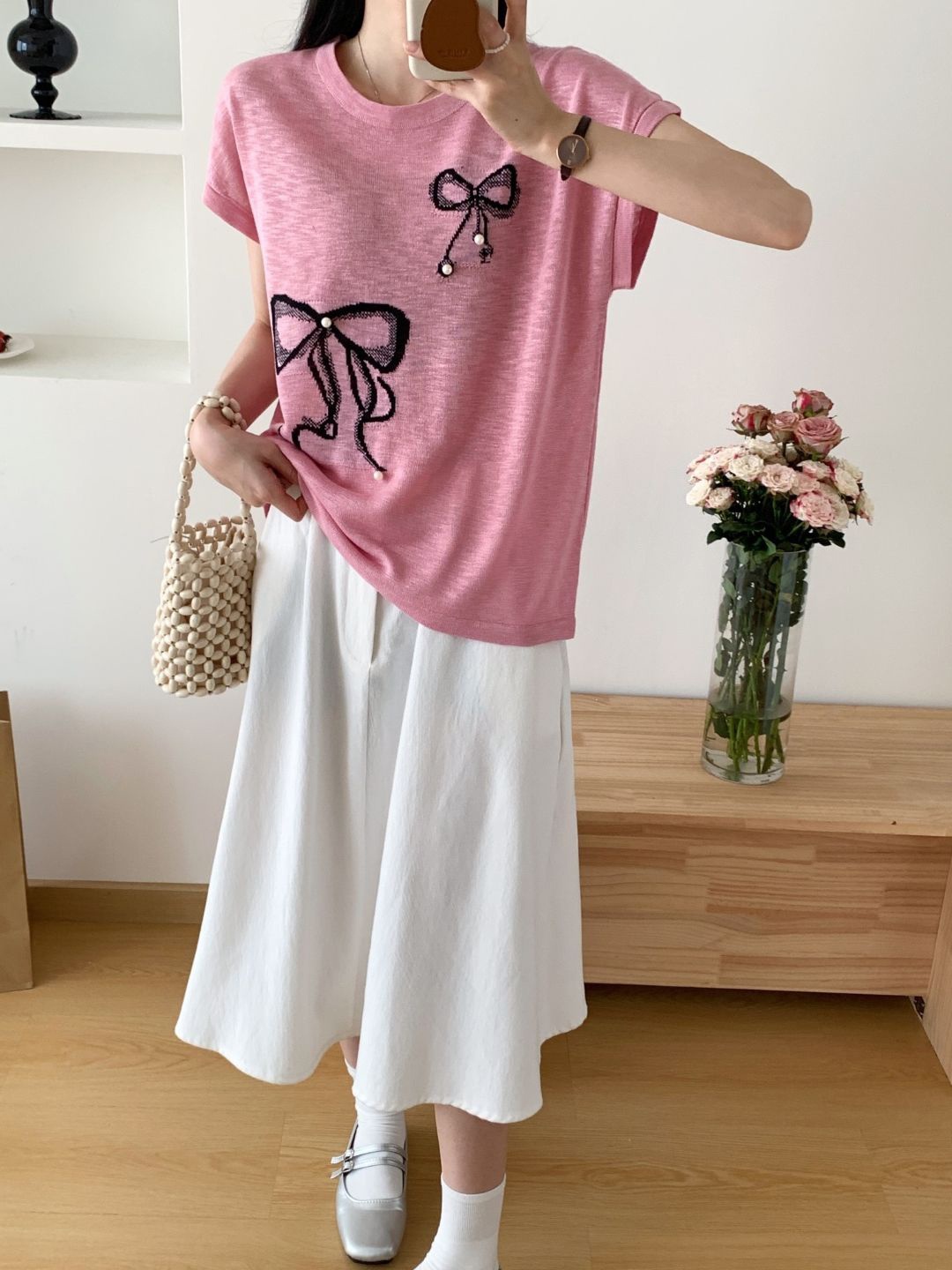 

StyleCast Pink Graphic Printed Short Sleeves Top