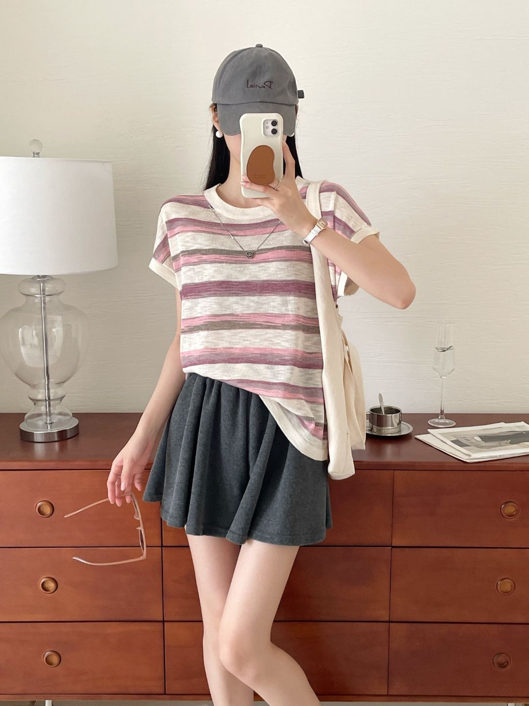 

StyleCast Round Neck Horizontal Striped Top, Pink