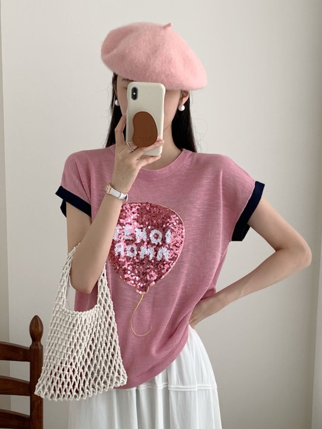 

StyleCast Pink Embellished Round Neck Tshirt