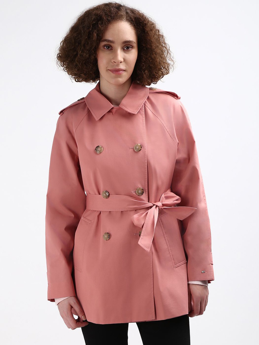 

Tommy Hilfiger Single-Breasted Cotton Trench Coat, Pink