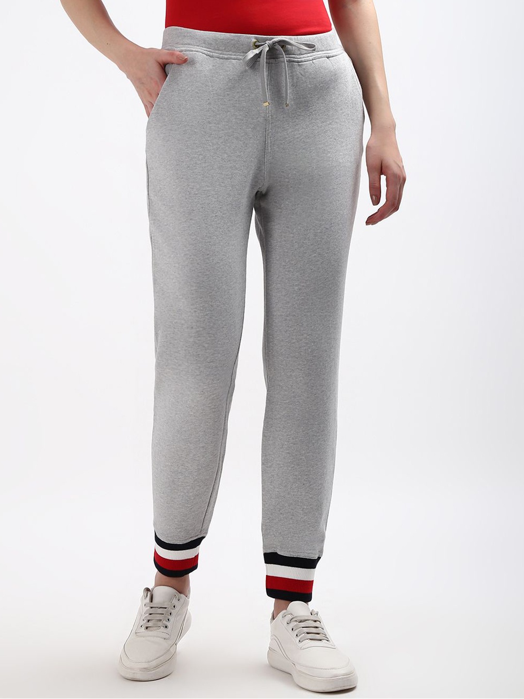 

Tommy Hilfiger Women Mid Rise Pure Cotton Joggers, Grey