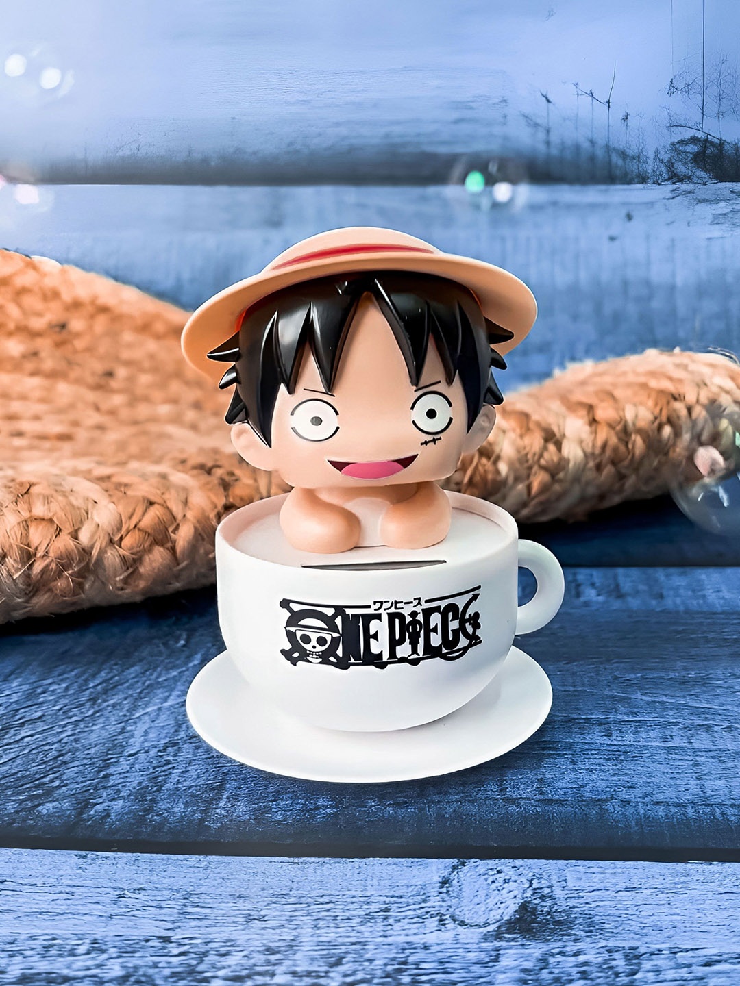 

COMICSENSE Anime Pirate In Cup Solar Bobblehead Figure, White