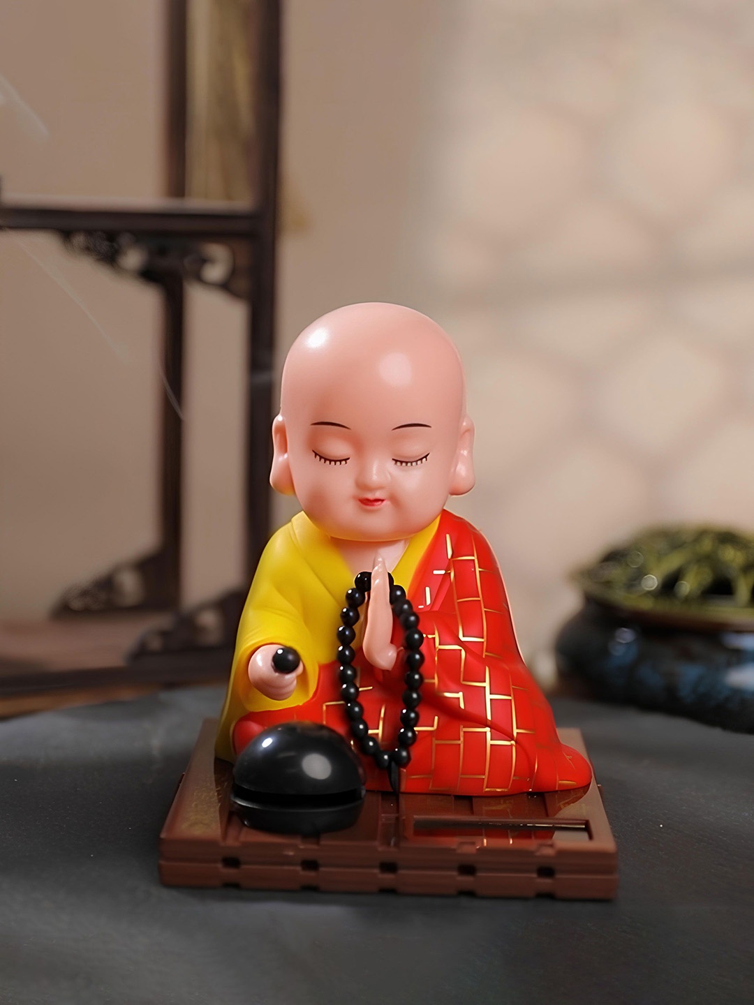 

COMICSENSE Meditating Buddha Solar Bobblehead Figure, Red