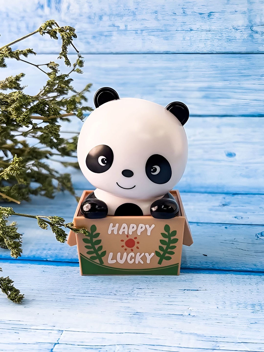 

COMICSENSE Happy Panda in Box Moving Head Solar Bobblehead Figure, White