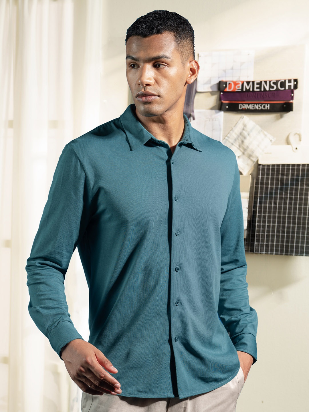 

DAMENSCH Spread Collar Casual Shirt, Blue
