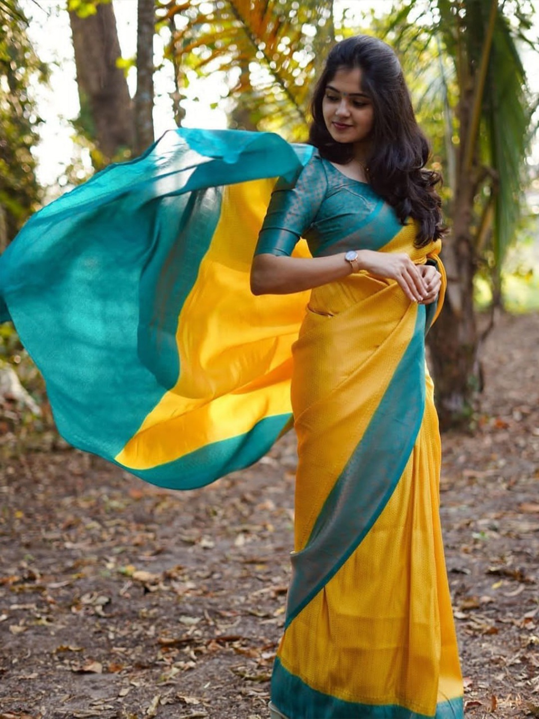 

revika Woven Design Pure Silk Kanjeevaram Saree, Yellow