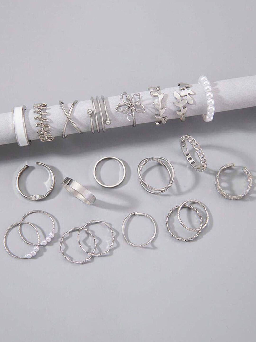 

Jewels Galaxy Set Of 22 Silver-Plated Stackable Finger Rings