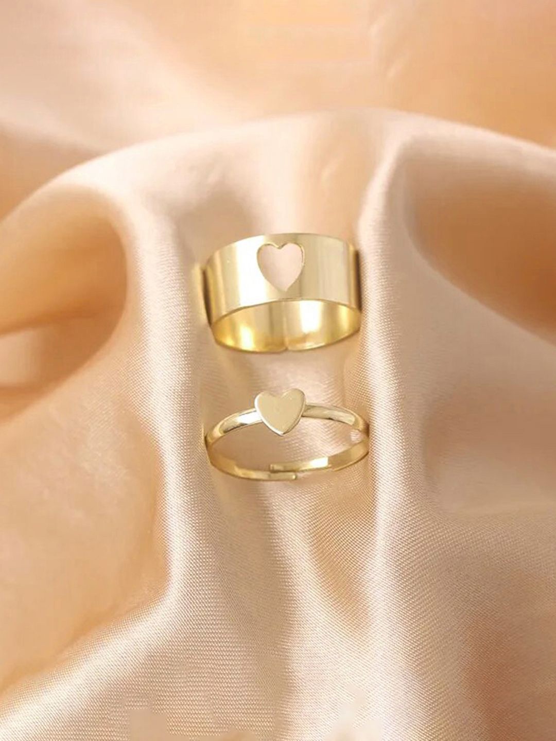 

Jewels Galaxy Set Of 2 Gold Plated Adjustable Finger Rings