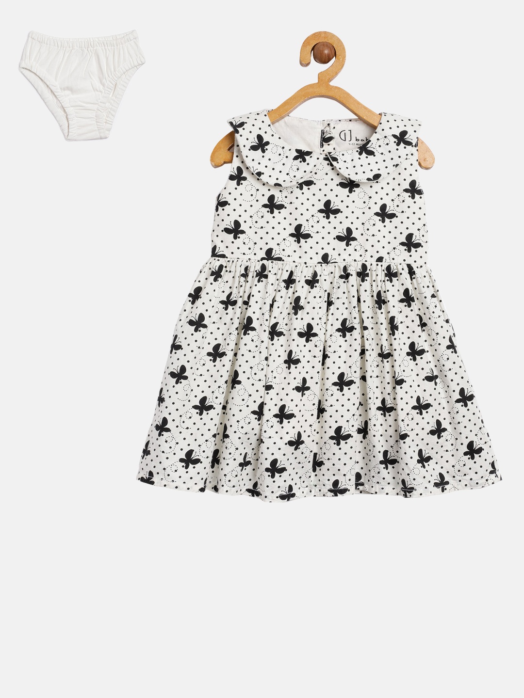 

Gini and Jony Girls White & Black Fit and Flare Printed Dress