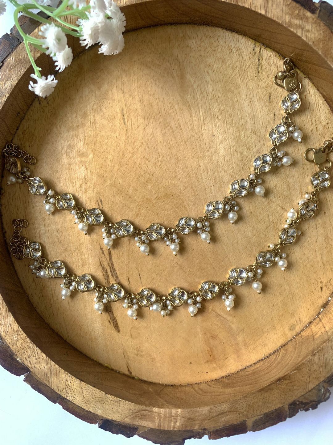 

I Jewels Gold Plated Artificial Stones and Beads Anklet