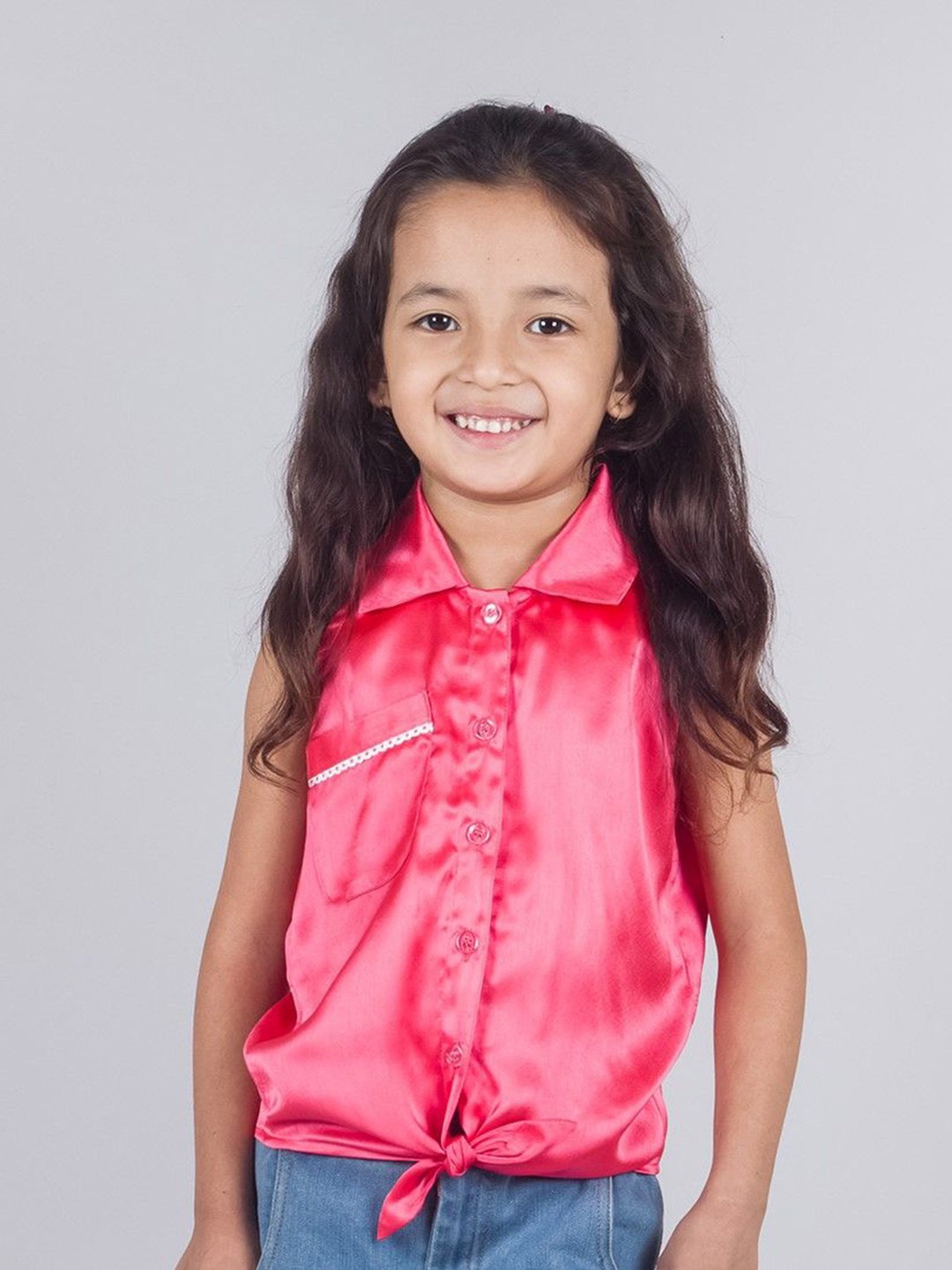 

Tangerine Closet Girls Solid Shirt Collar Top, Pink