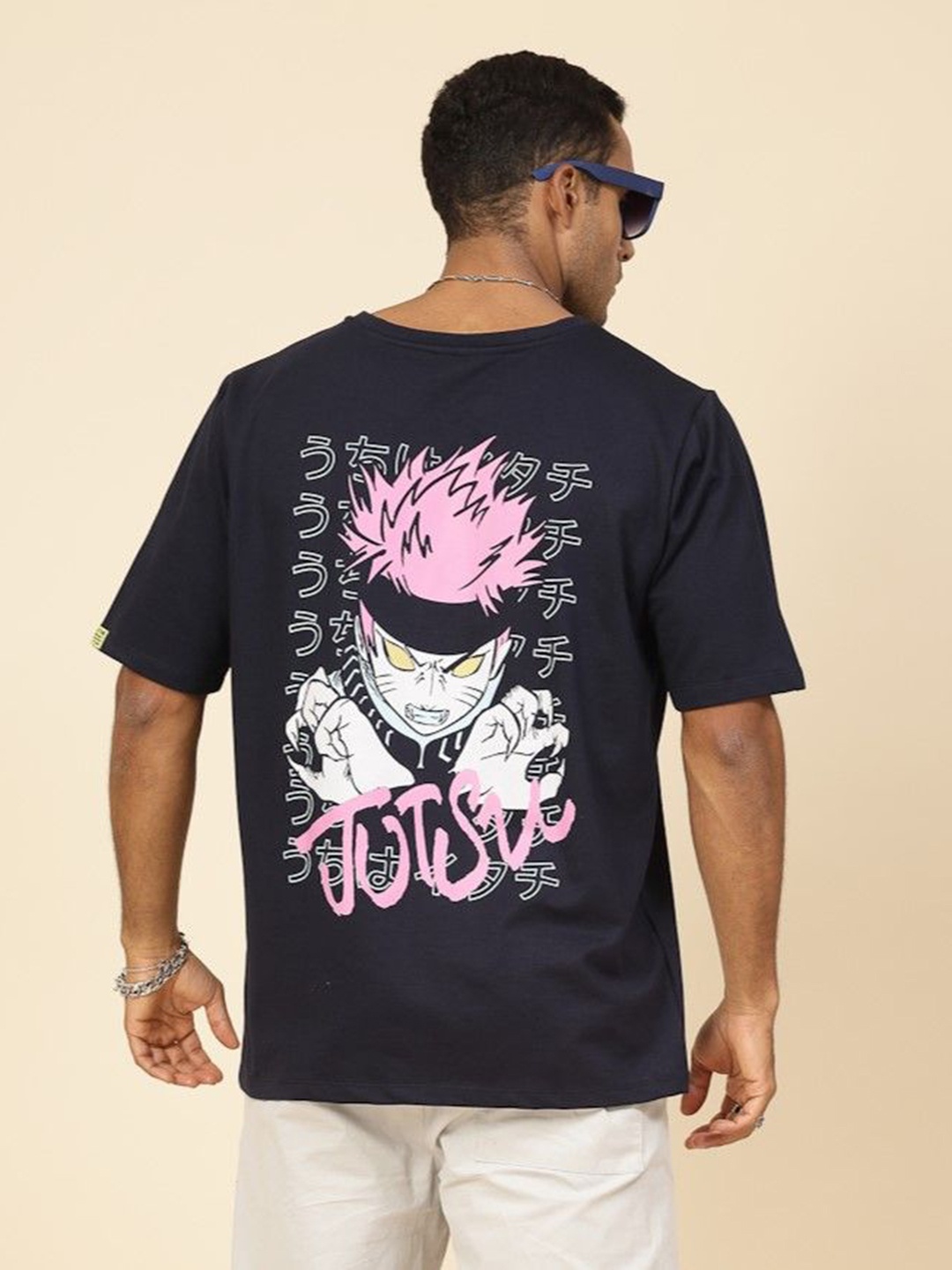 

Rigo Printed Naruto Graphic Printed Oversized Cotton T-shirt, Navy blue