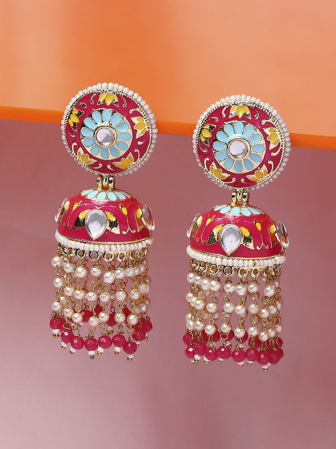 

OOMPH Dome Shaped Jhumkas Earrings, Gold