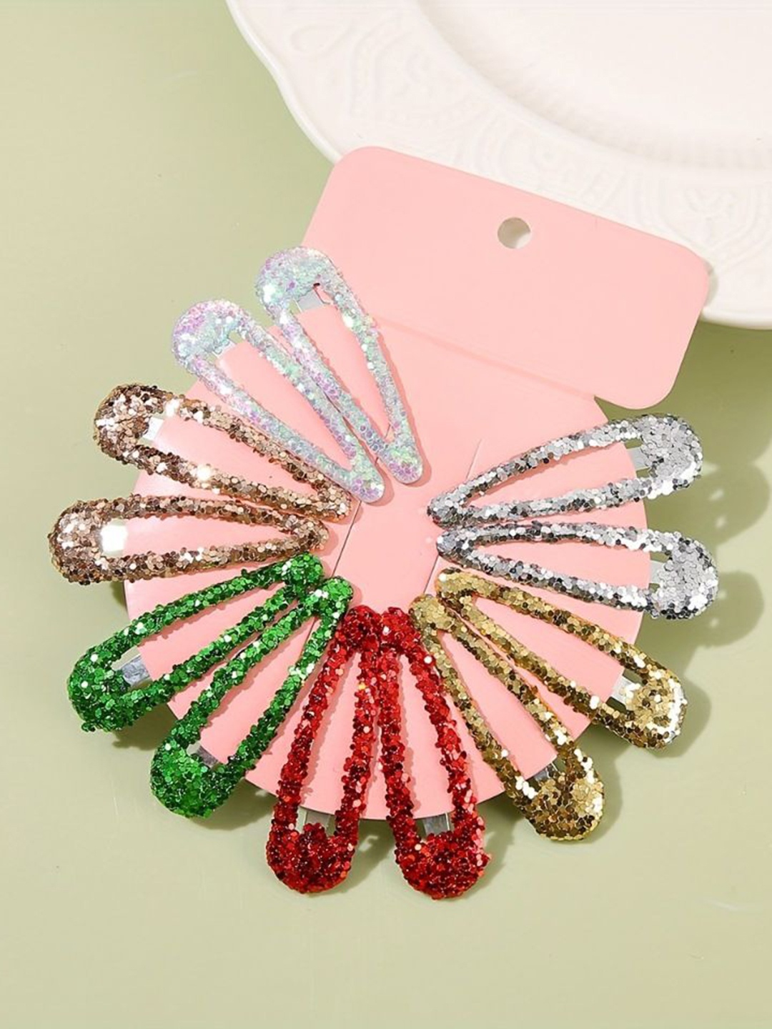 

LYTIX Girls Set of 12 Glittery Metal Tic Tac Hair Clips Hair Accessory, Assorted