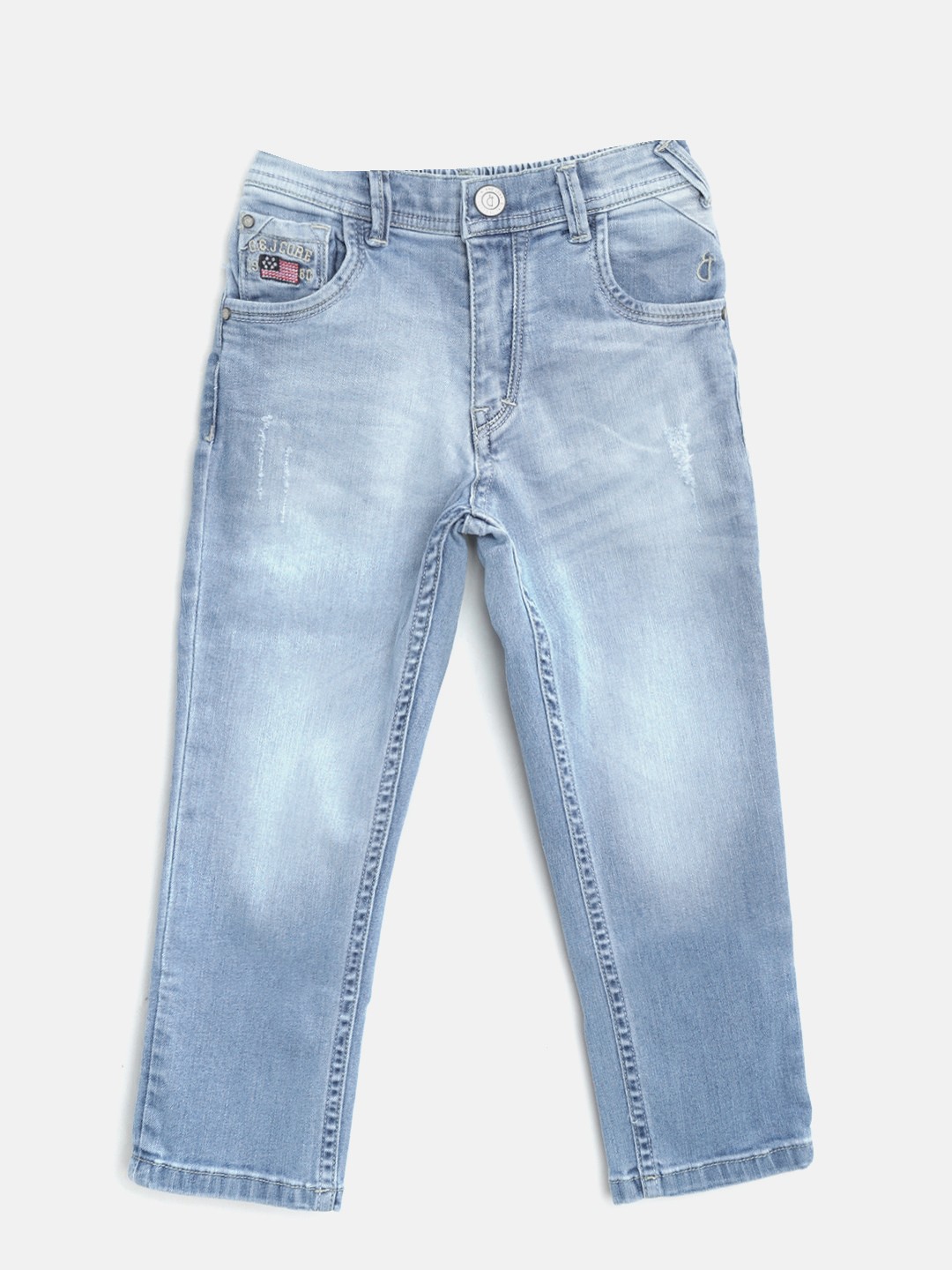 

Gini and Jony Boys Blue Regular Fit Mid-Rise Low Distress Stretchable Jeans