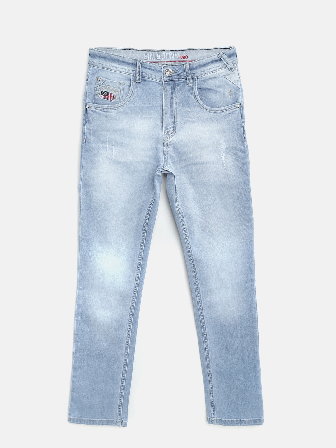 

Gini and Jony Boys Blue Regular Fit Mid-Rise Low Distress Stretchable Jeans