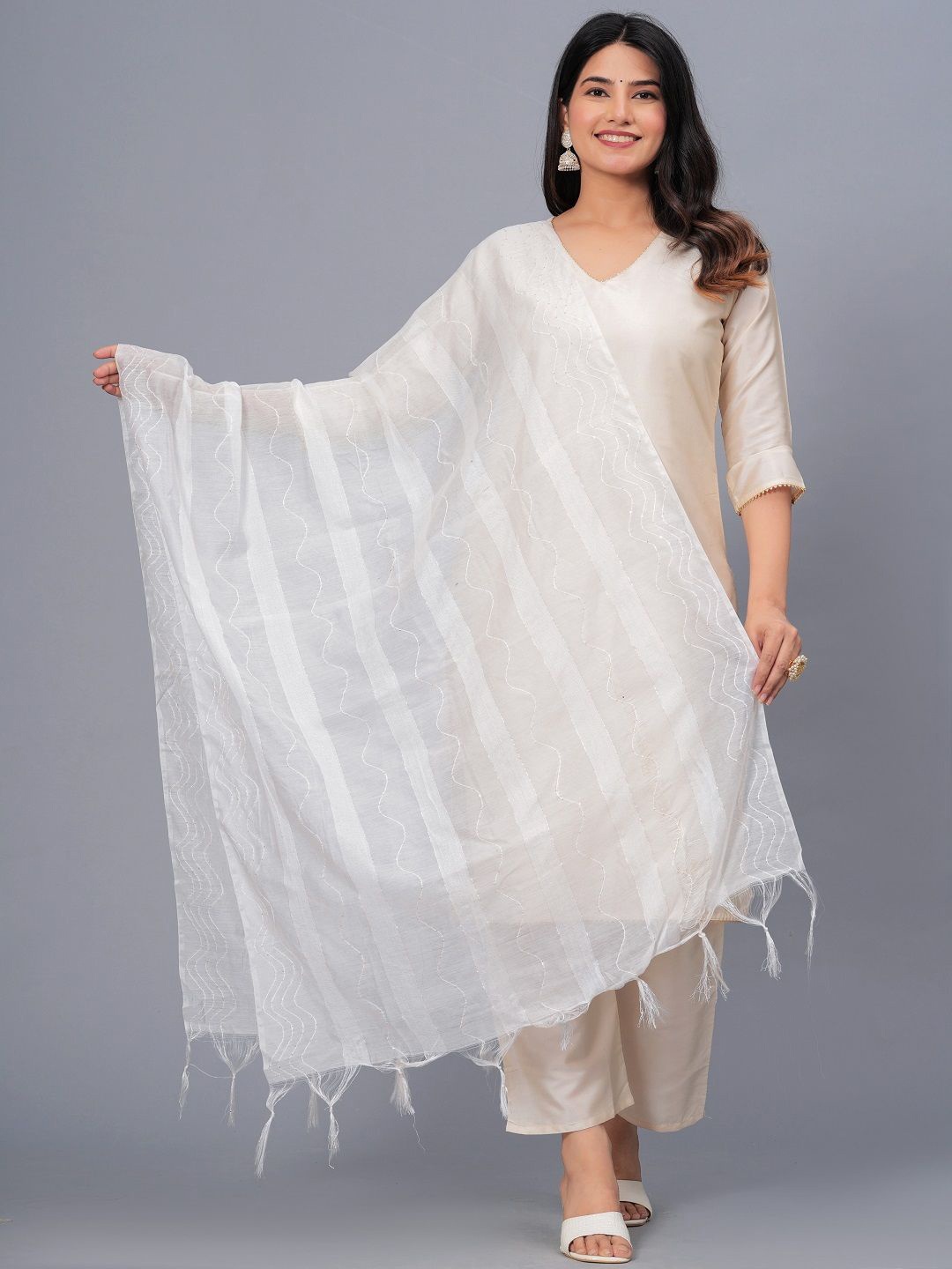 

Stylum Embroidered Dupatta, White