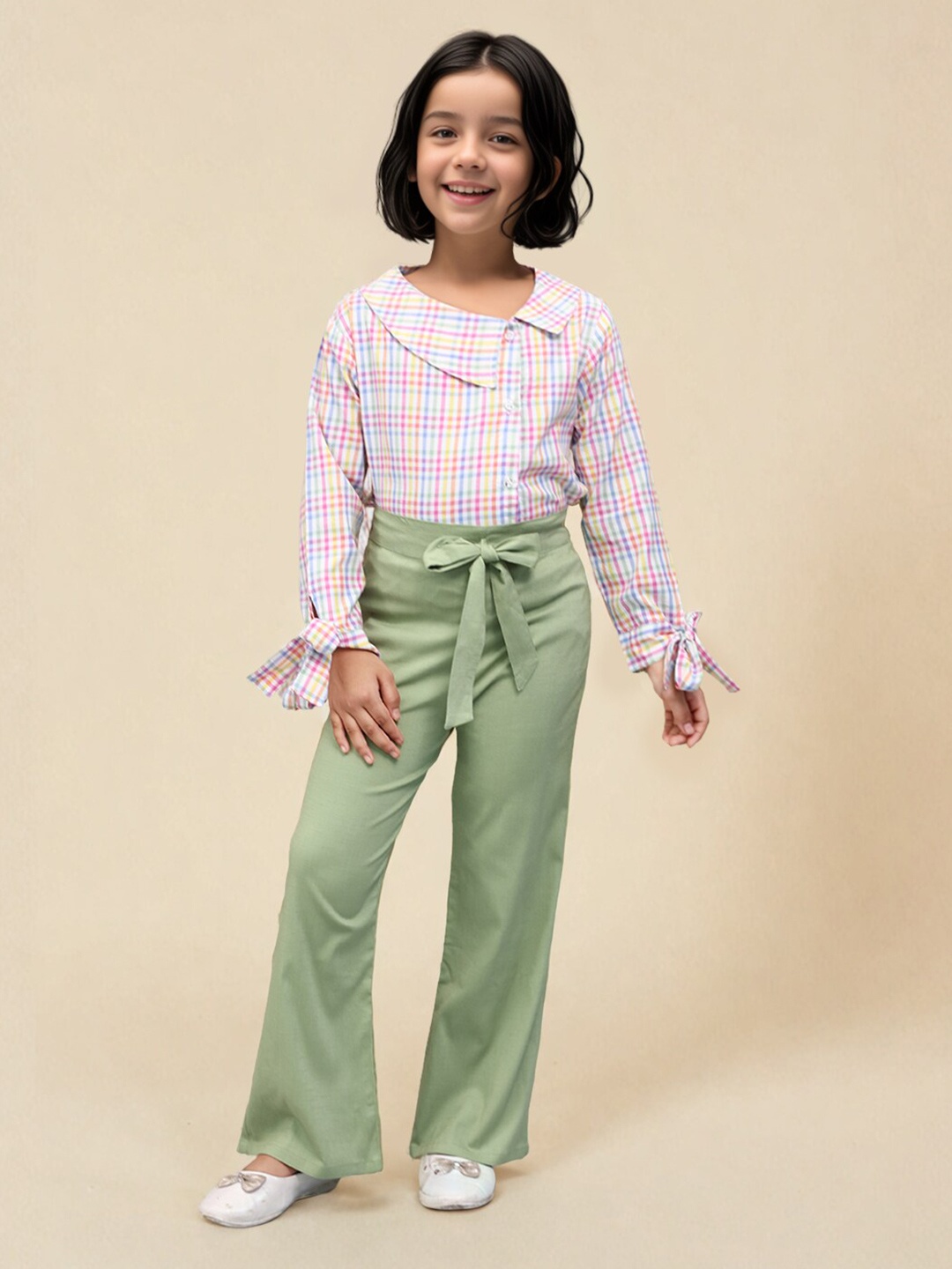 

Toonyport Girls Printed Pure Cotton Top with Trousers, Green