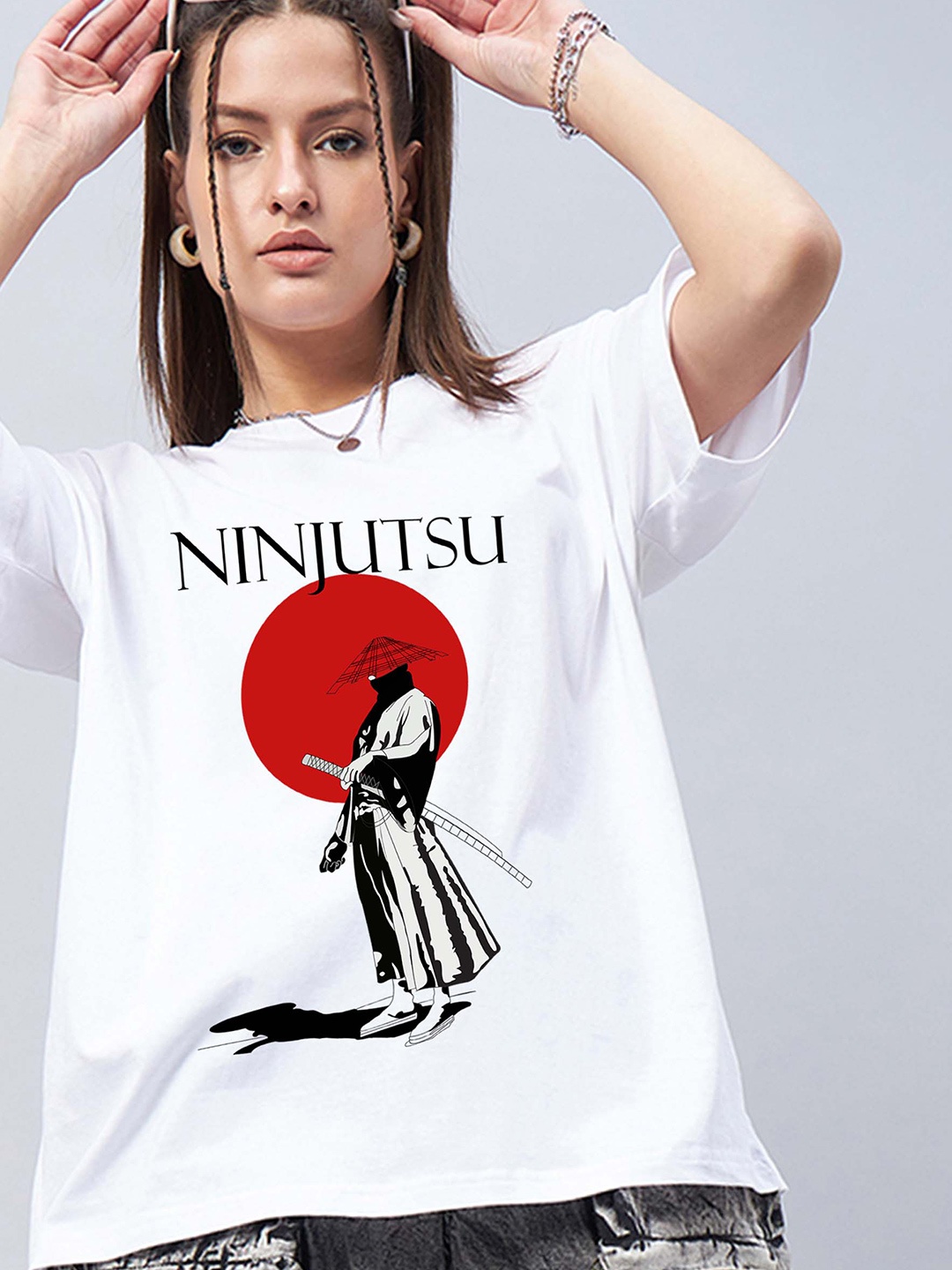 

GESPO Women Graphic Printed Round Neck T-shirt, White