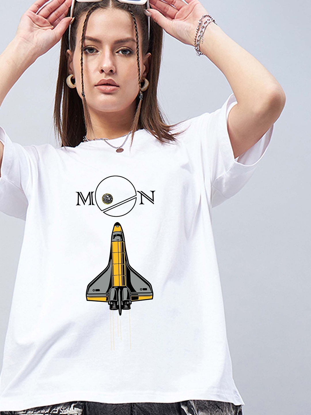 

GESPO Women Graphic Printed Round Neck T-shirt, White