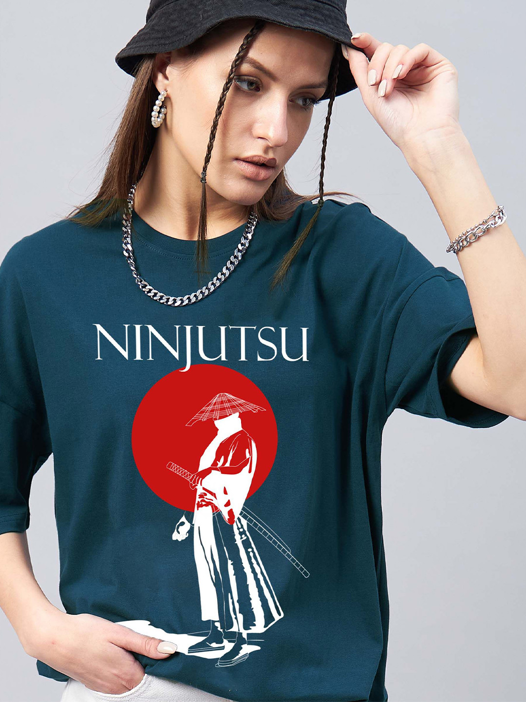 

GESPO Women Graphic Printed Round Neck T-shirt, Teal