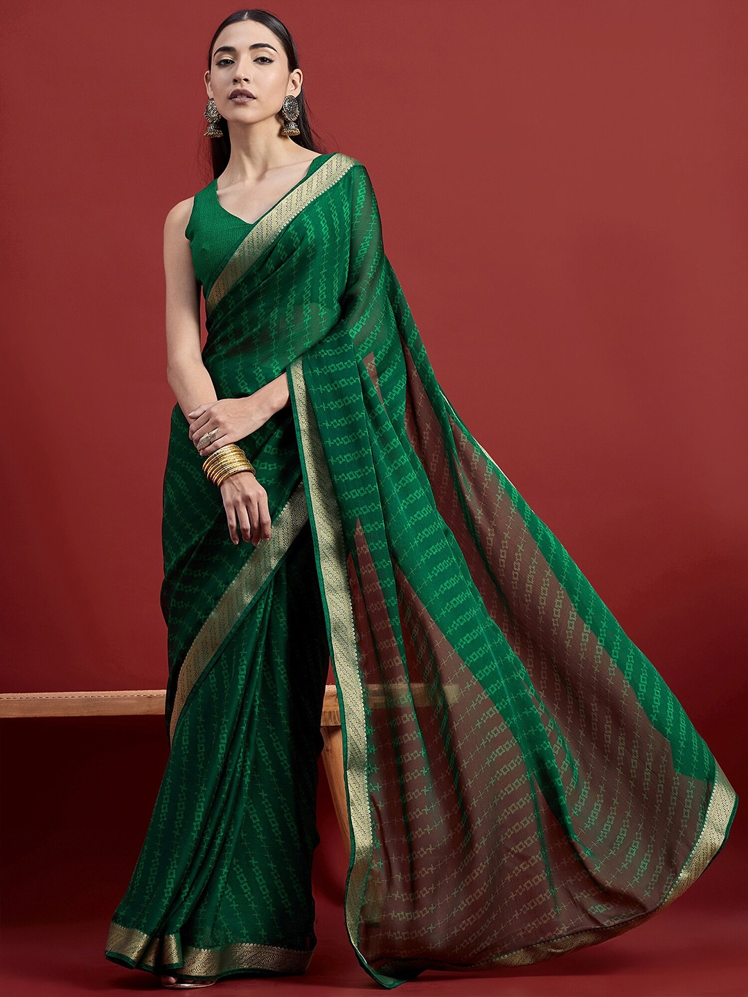 

all about you Pure Chiffon Saree, Green