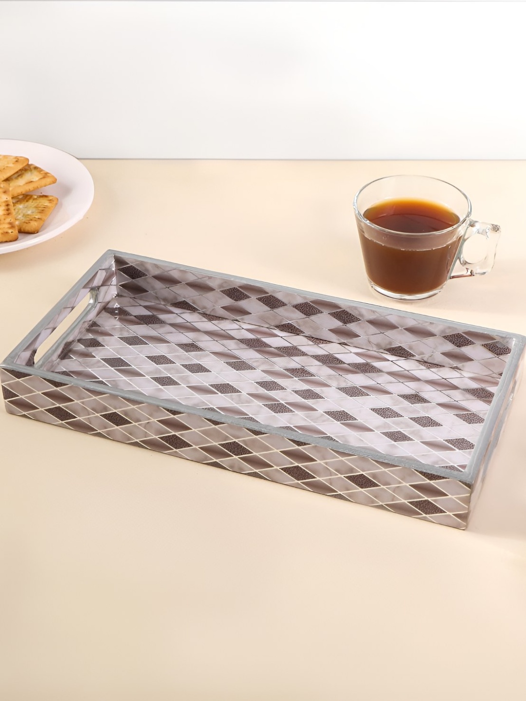 

THE HOME CO. Grey Wood Rectangle Serving Tray