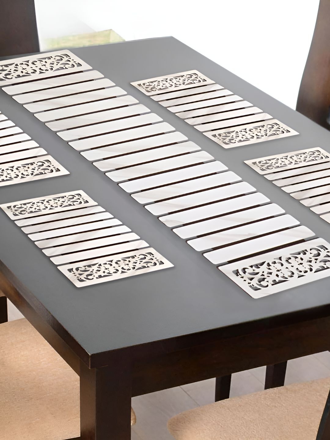 

THE HOME CO. White Wooden Foldable Table Runner