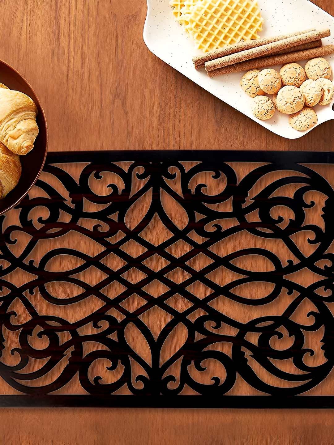 

THE HOME CO. Brown Abstract Textured Rectangle Table Placemats