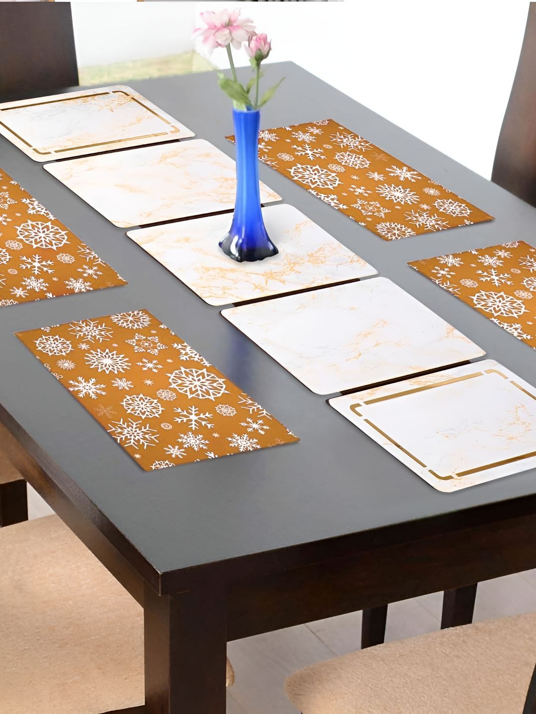 

THE HOME CO. White Printed Foldable Table Runner