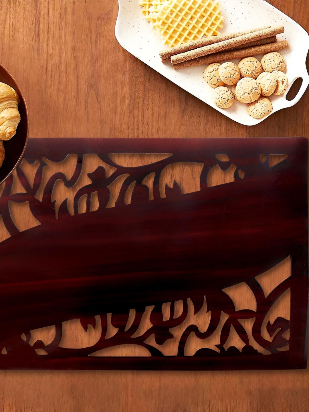 

THE HOME CO. Brown Floral Textured Rectangle Table Placemats