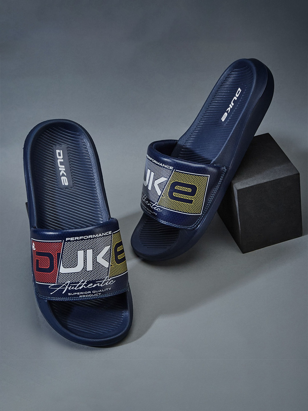 

Duke Men Printed Sliders, Navy blue