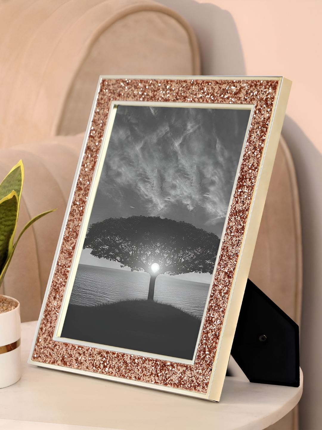

THE HOME CO. Rose Gold & Silver-Toned Glass Table Photo Frame