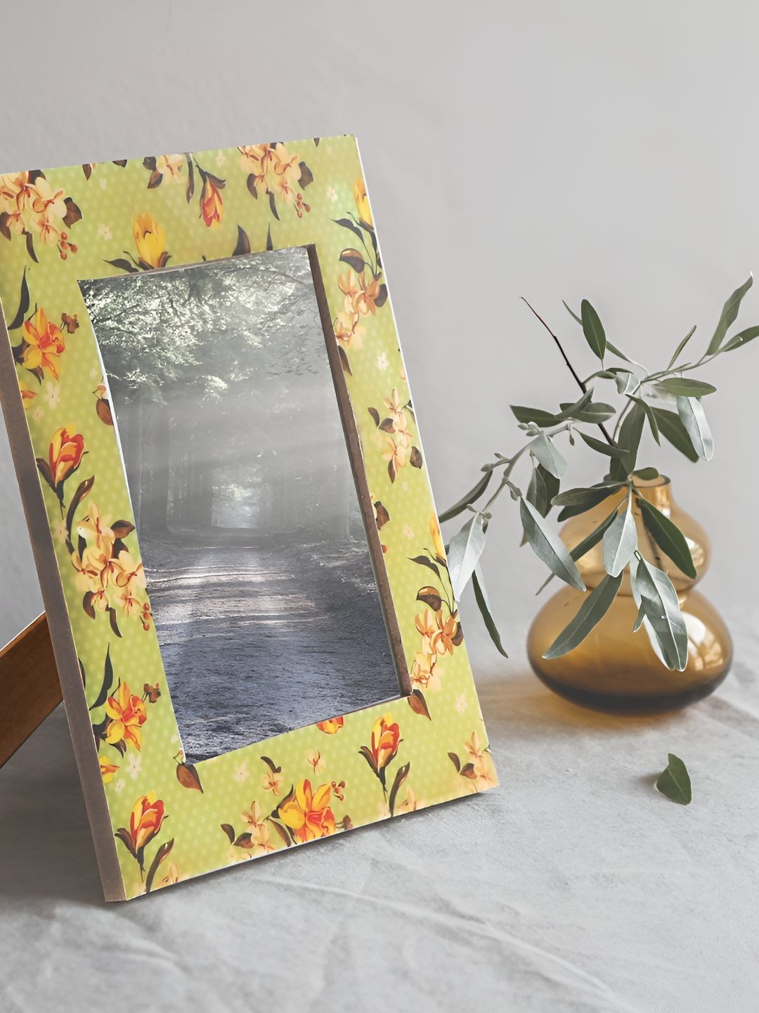 

THE HOME CO. Green & Peach Wooden Table Photo Frame