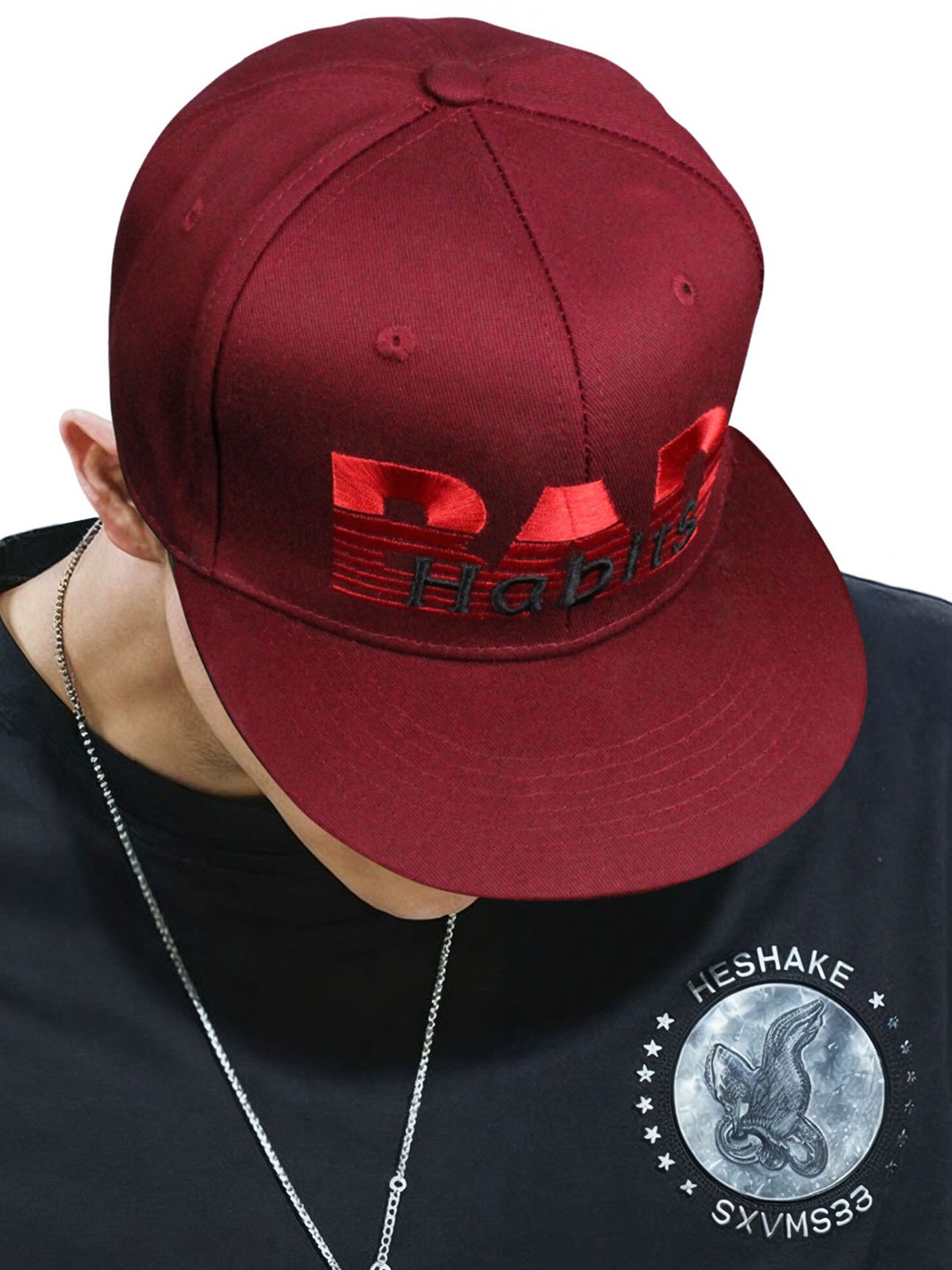 

JENNA Embroidered Snapback Cap, Maroon
