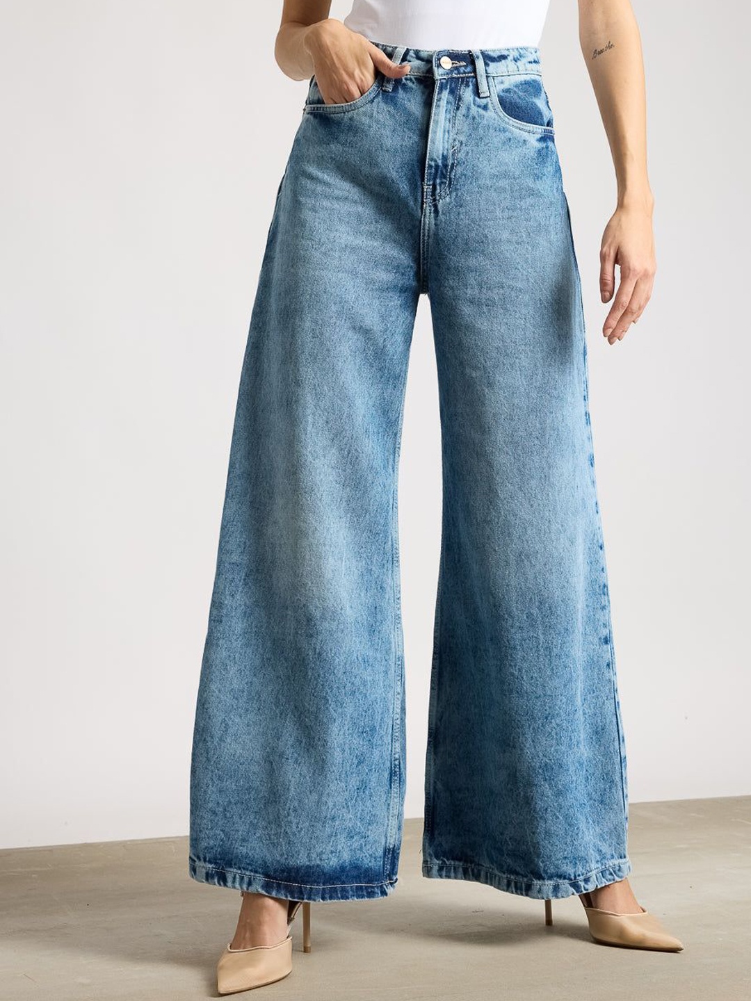 

FREAKINS Women High-Rise Flared Jeans, Blue