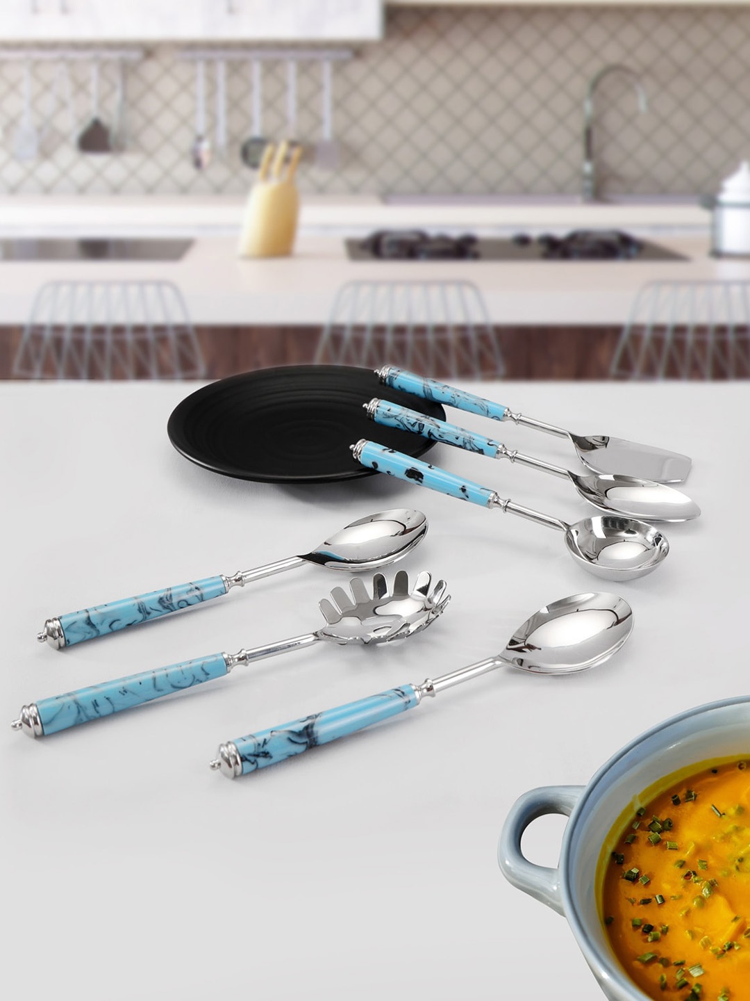 

THE HOME CO. Blue 6 Pcs Stainless Steel Cutlery Set