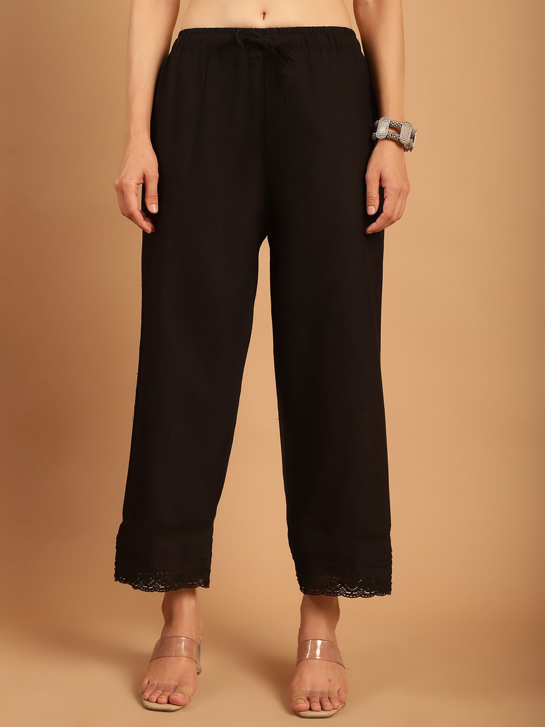 

TAG 7 Self Design Palazzos, Black