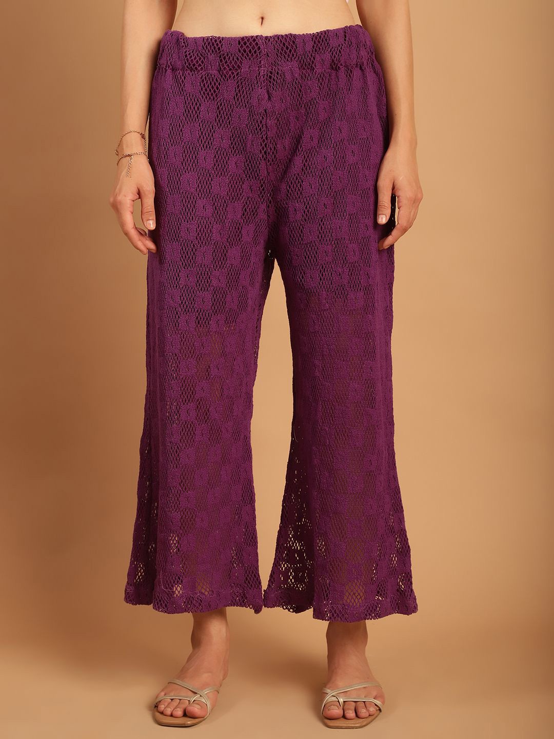 

TAG 7 Self Design Palazzos, Purple