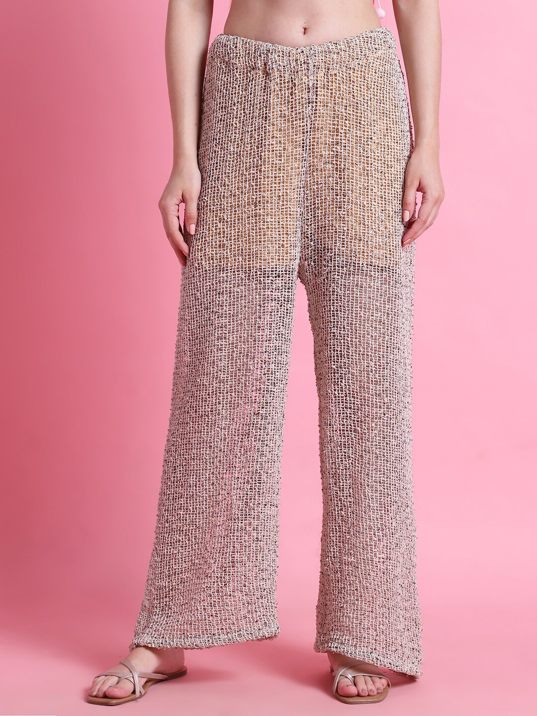 

TAG 7 Self Design Palazzos, Cream