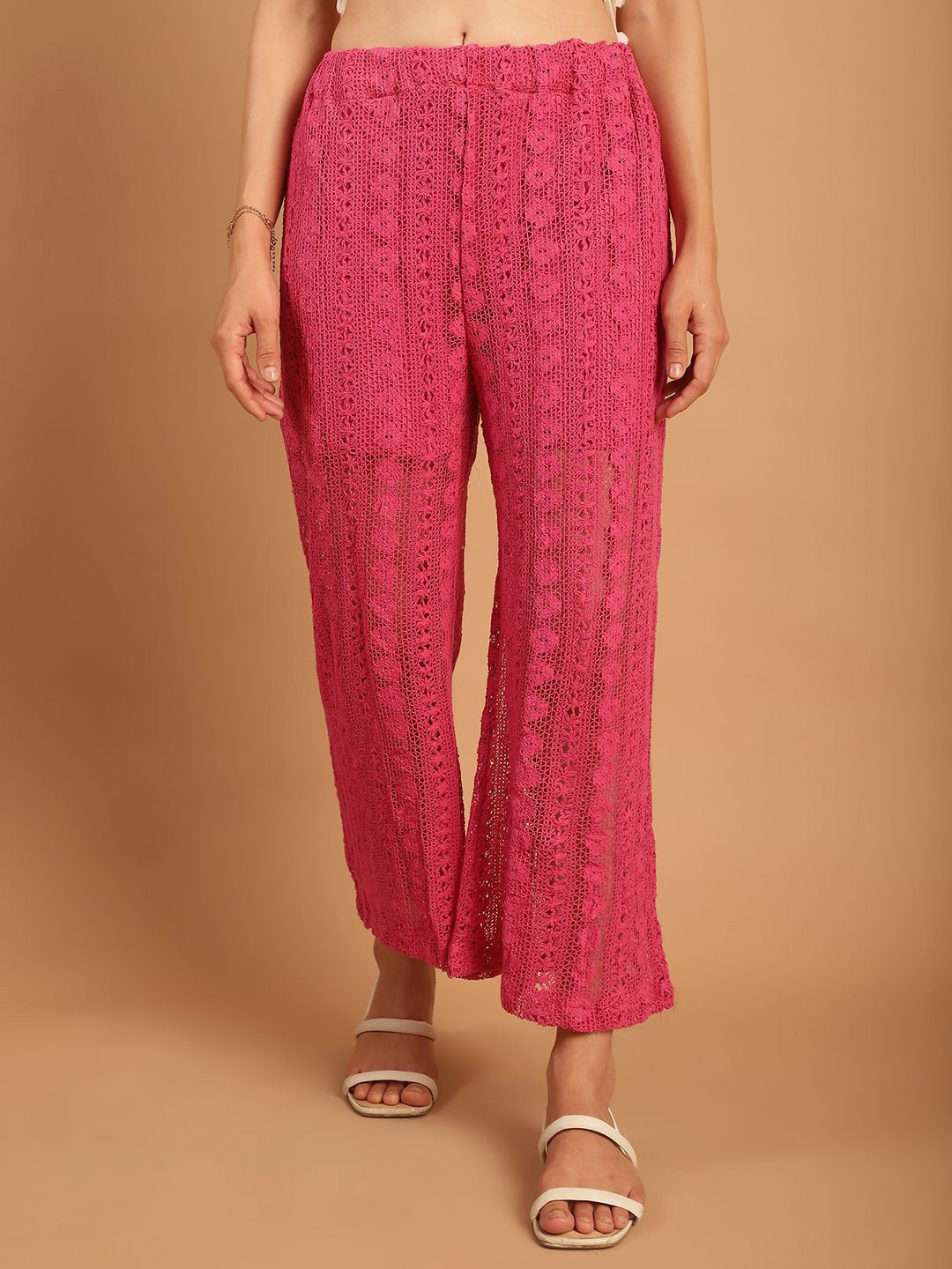

TAG 7 Self Design Palazzos, Pink