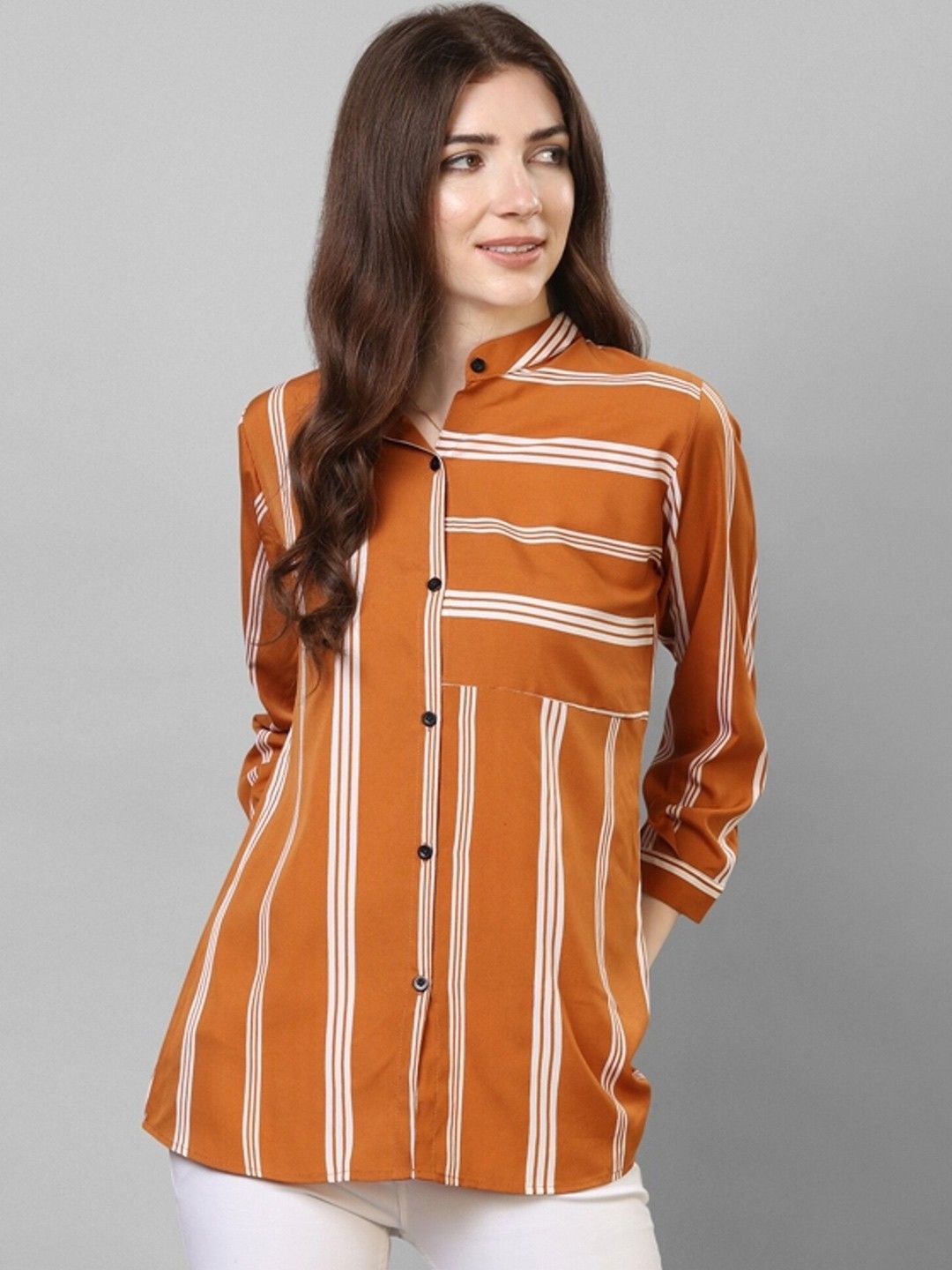 

Fashfun Classic Striped Casual Shirt, Orange