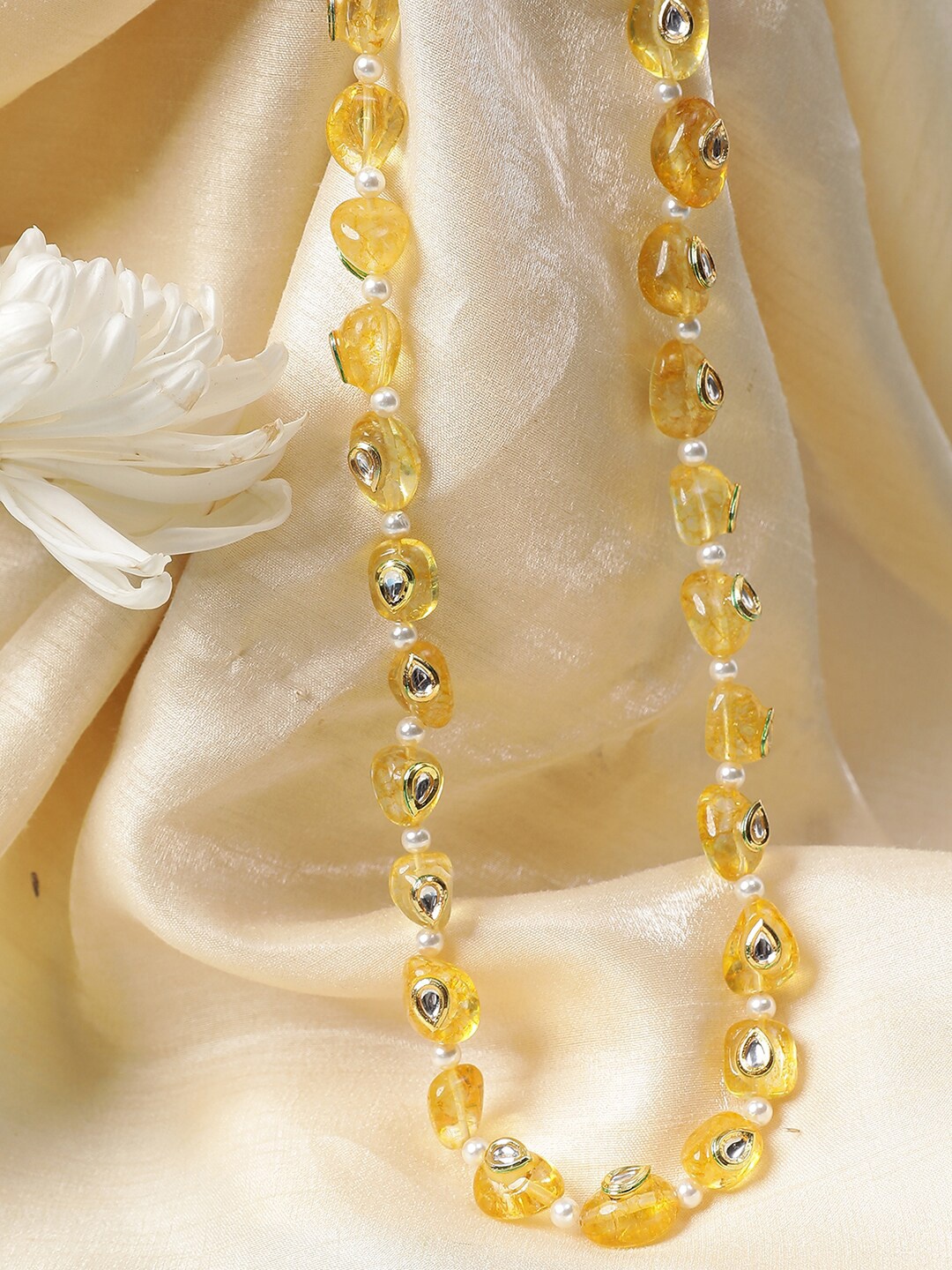

XAGO Gold-Plated Crystals Studded & Beaded Necklace