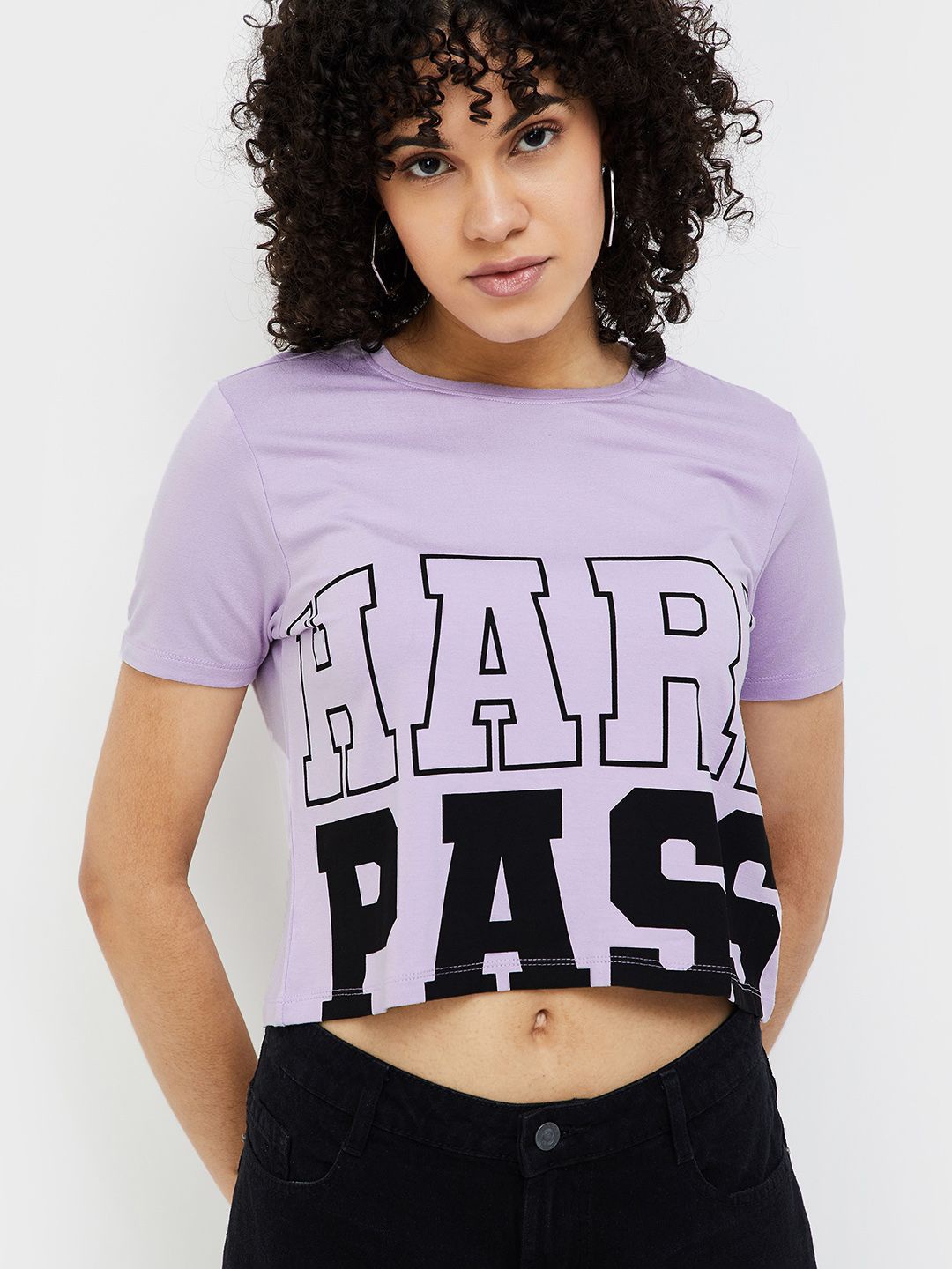 

Ginger by Lifestyle Printed Boxy Crop Top, Purple