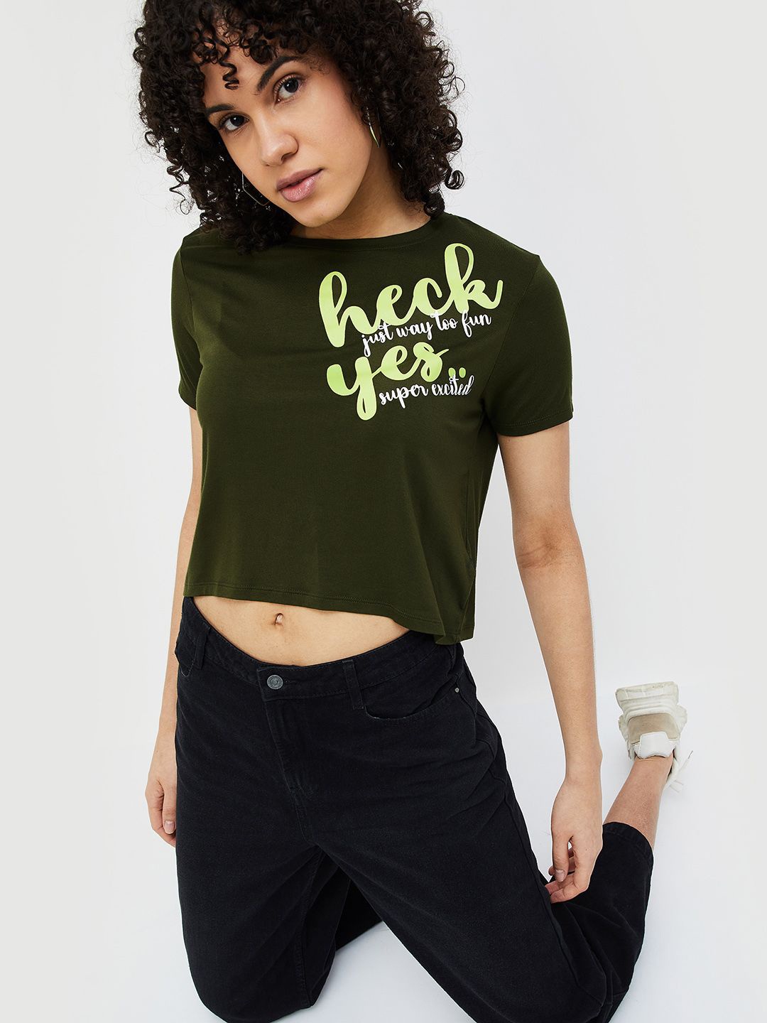 

Ginger by Lifestyle Print Crop Top, Olive