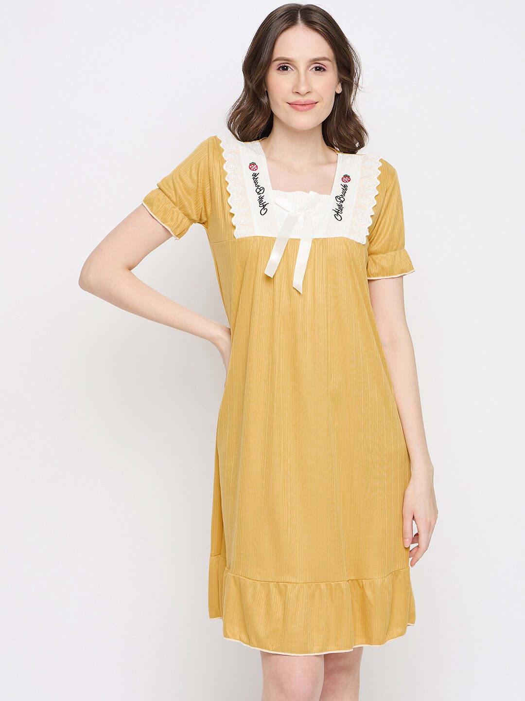 

Camey Square Neck Nightdress, Mustard