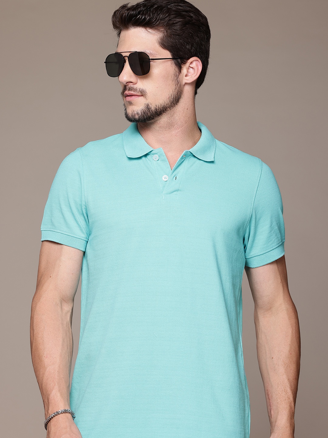 

Roadster Men Polo Collar T-shirt, Turquoise blue