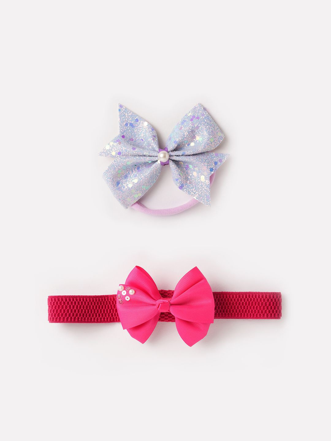 

RIBBON CANDY Girls Set of 2 Ponytail Holders Hair Accessory, Pink